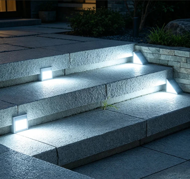 White Triangle Solar Step Lights IP67 Waterproof Auto On Off Outdoor LED Deck Lamp For Patio Yard Driveway Porch Decoration