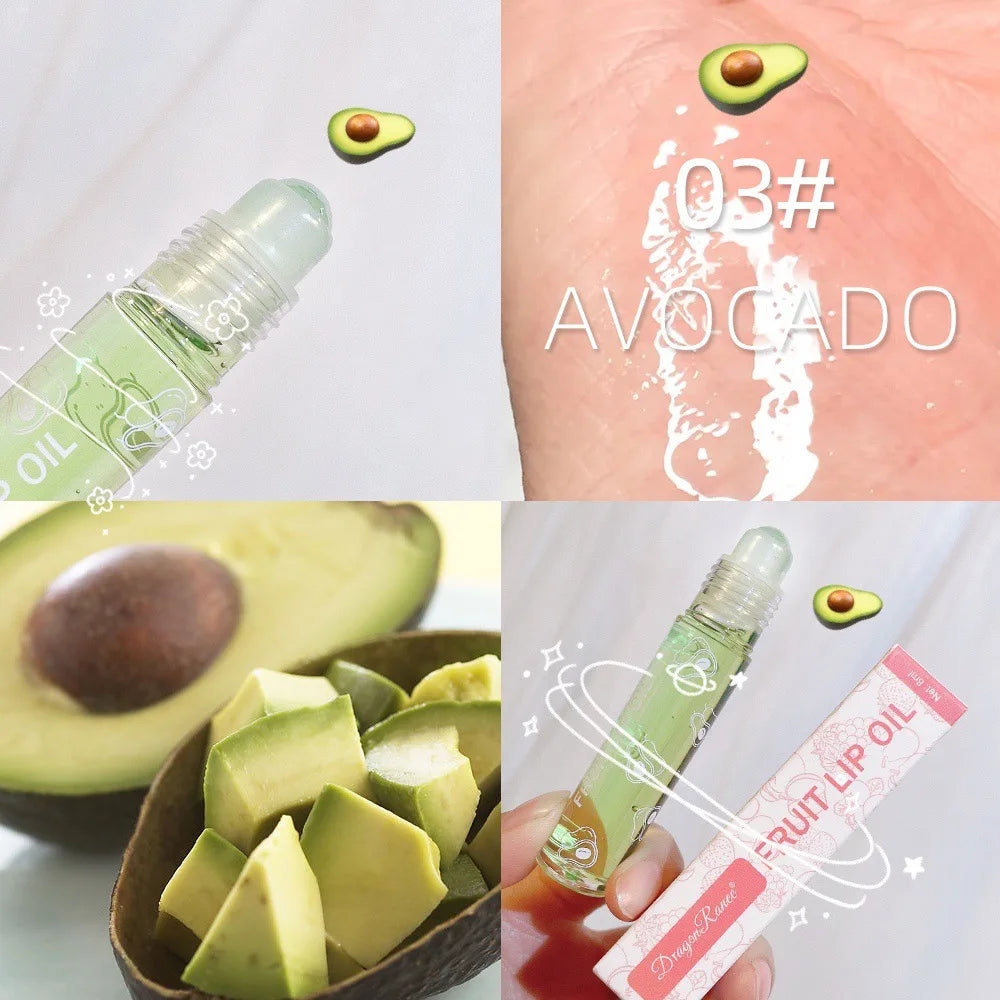 Transparent Roll-on Lip Oil Balm Moisturizing Fruit Lip Gloss Reducing Lip Lines Nourishing Lips Glaze Lasting Lip Oil Makeup