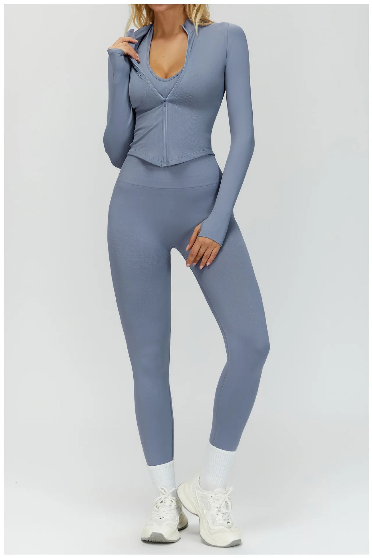 Zipper Yoga Shirts For Women Long Sleeve Seamless Fitness Running Gym Jacket Workout Dry Fit Breathable High Elastic Sports Top