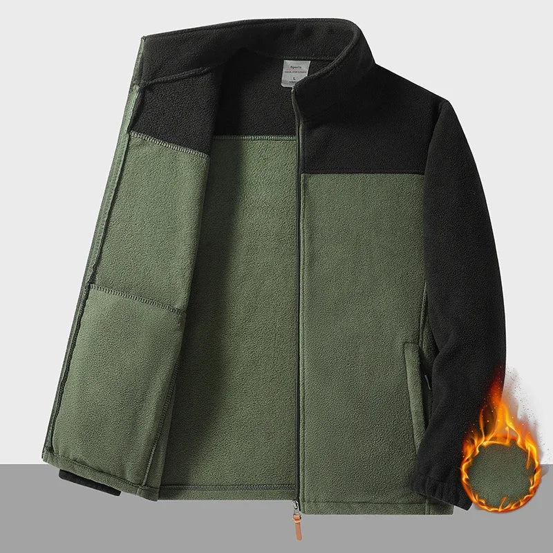 Winter Fleece Jacket Men Warm Full Zipper Jackets Couple Fleece Hiking Coat Outdoor Tactical Windproof Mens Jacket Plus Size 9XL