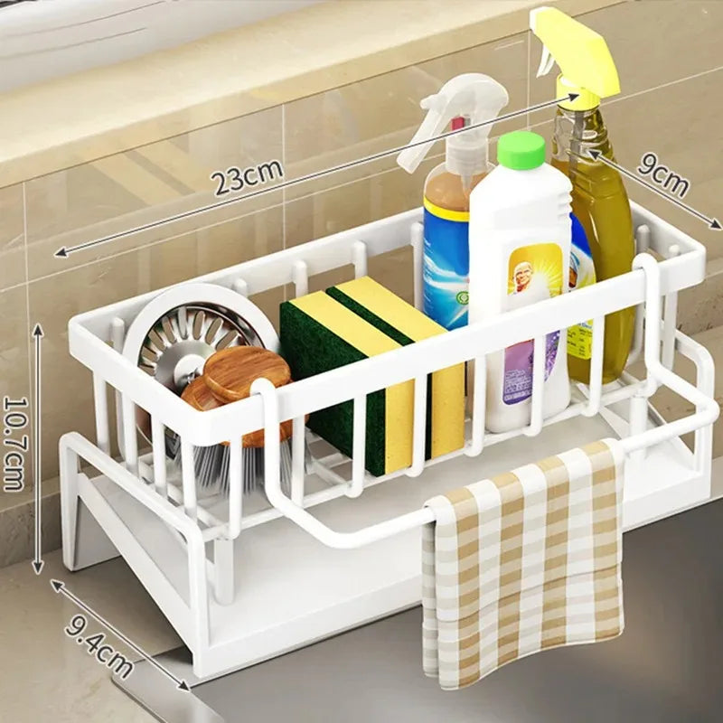 Kitchen Sink Drain Rack Organizer Kitchen Multifunctional Stainless Steel Drain Rack for Sponge Cleanser Organizer