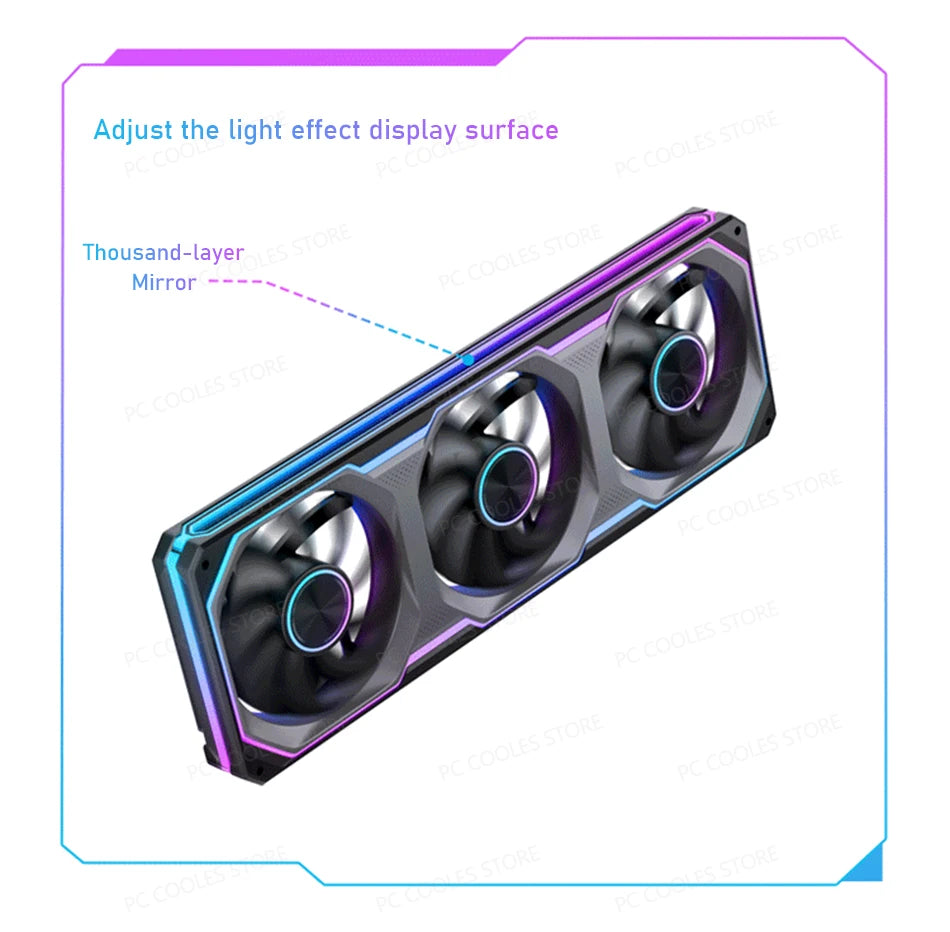 JONSBO XA-120/240/360 PC Case Fan Three Sided Mirror 5V/3Pin ARGB Fan Integrated Cold Exhaust Cooling Fan
