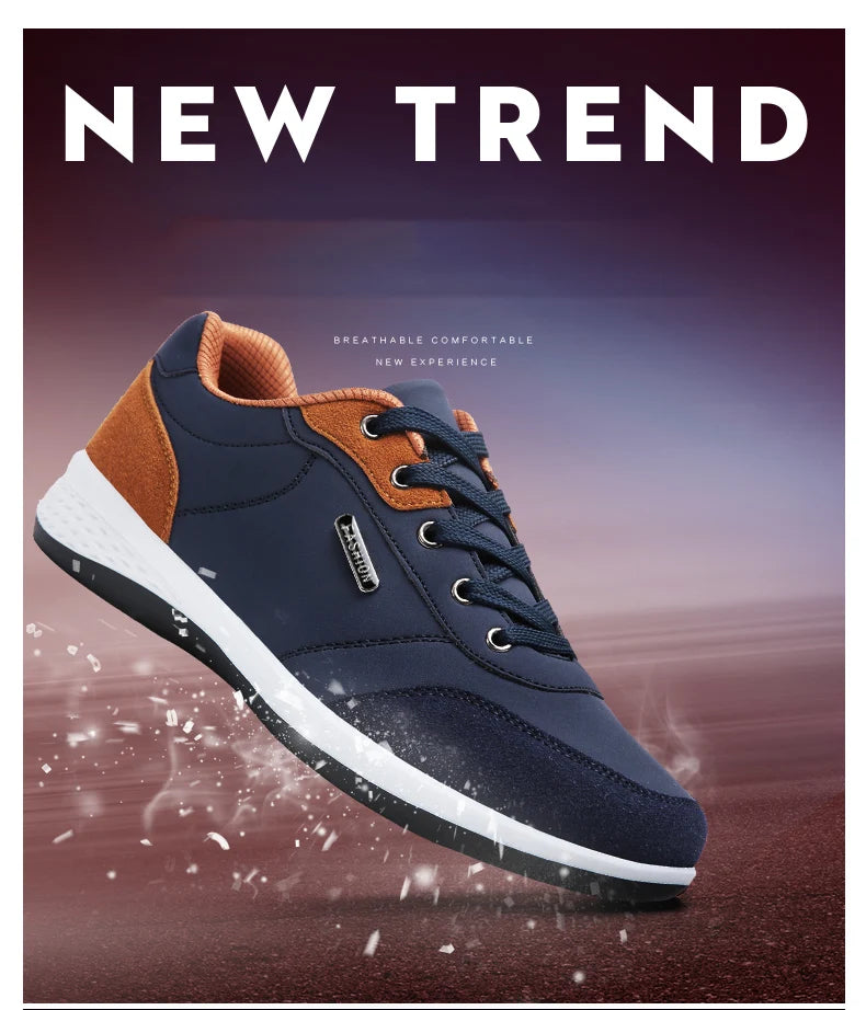 Men Shoes Sneakers PU Leather Trend Casual Shoes Fashion Breathable Leisure Male Sneakers Non-Slip Footwear Men Vulcanized Shoes