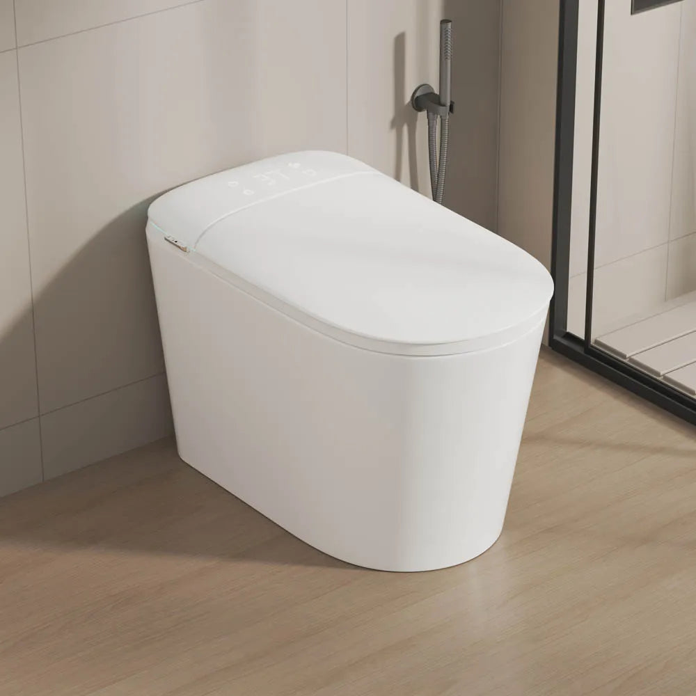 Sanyipace Smart Toilet Seat with Bidet 17.3" ADA Comfort Height Air Dryer Heated Seat Warm Water 1000 Map 360° Auto Flush Toilet