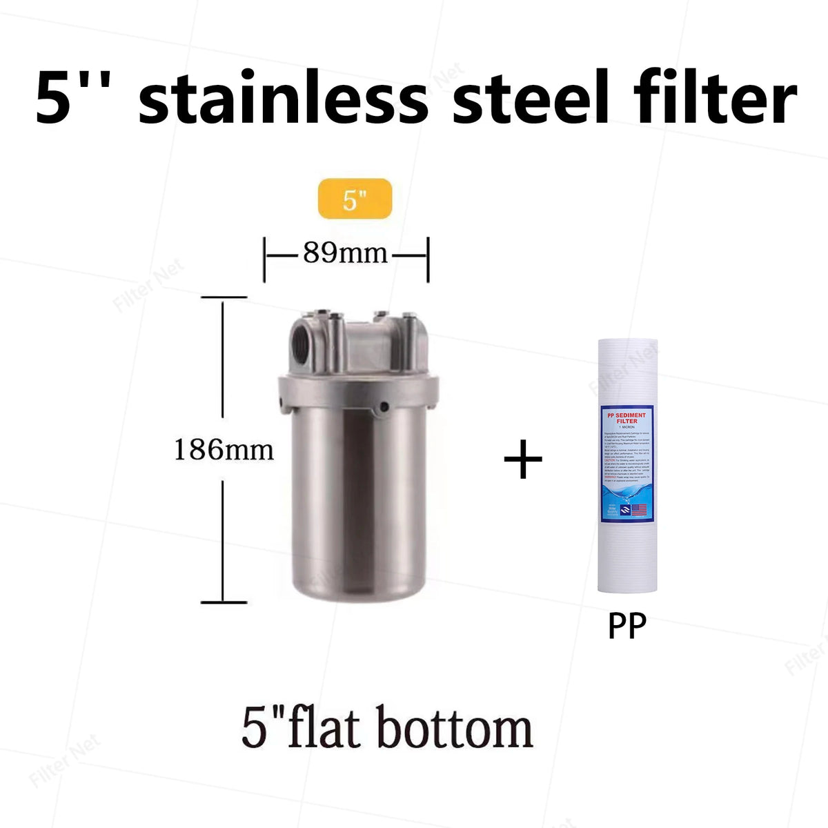 5 Inch Prefilter 304 Stainless Steel Hot Water Filter Housing DN15 DN20 DN25 for High Temperature High Flow Water Filter Housing