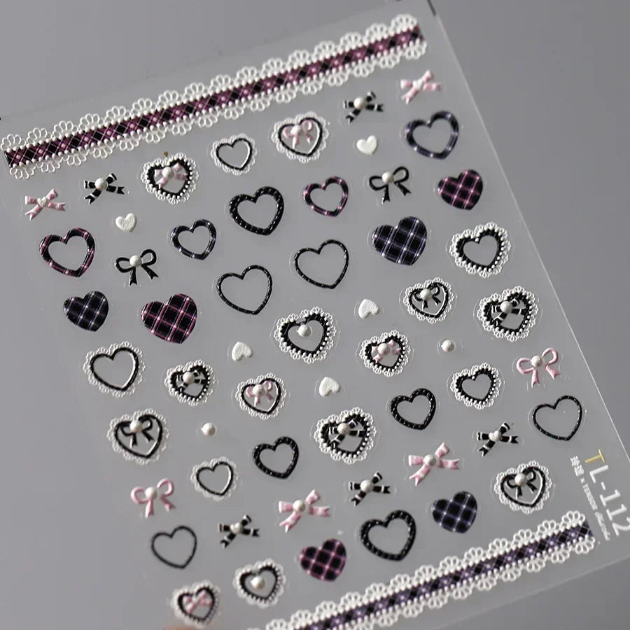 5D Gradient Love Gem Glitter Love Heart Colorful Cat's Eye Rhinestone Soft Self Adhesive Nail Art Stickers Shiny Manicure Decals