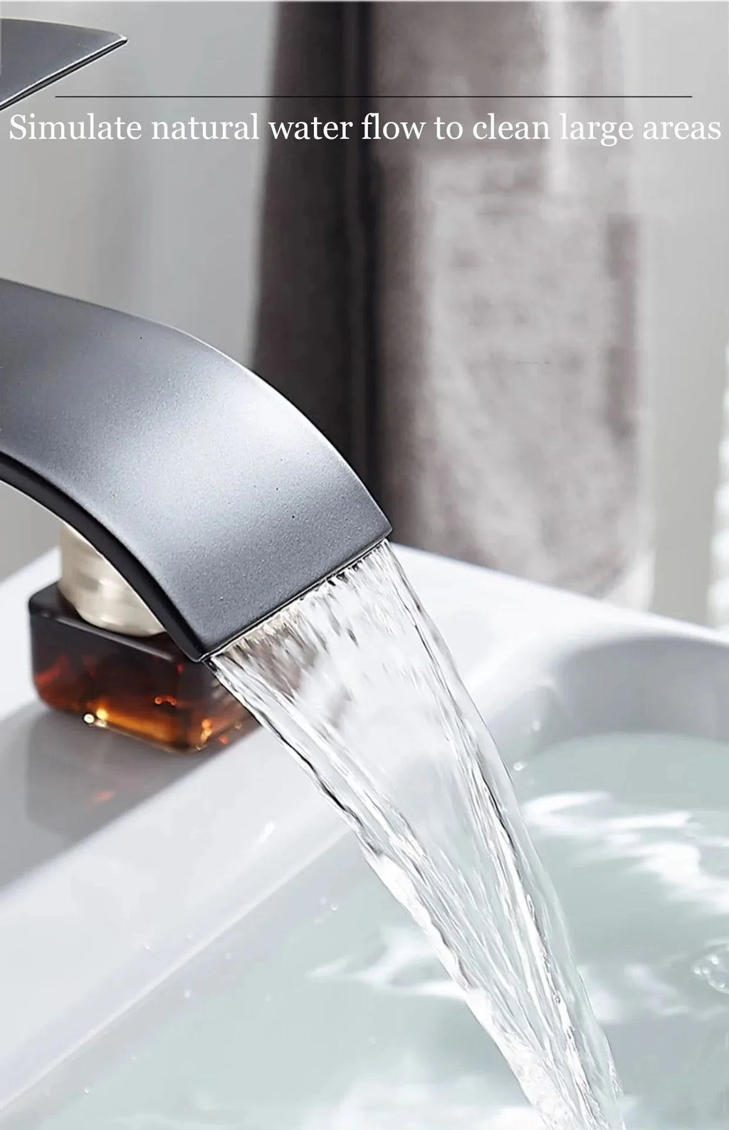 Waterfall Stainless Steel Wash Basin Faucet With Hot and Cold Water Pipe Toilet Wash Basin Bathroom Kitchen Home