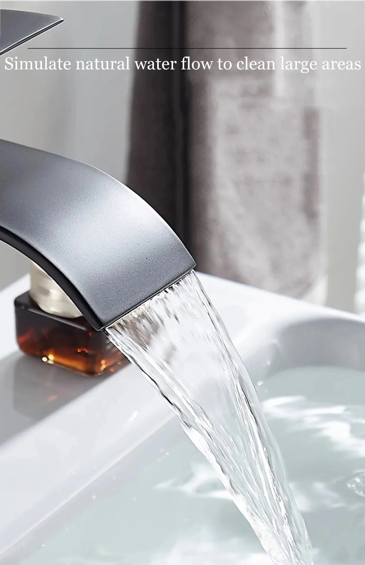 Waterfall Stainless Steel Wash Basin Faucet With Hot and Cold Water Pipe Toilet Wash Basin Bathroom Kitchen Home