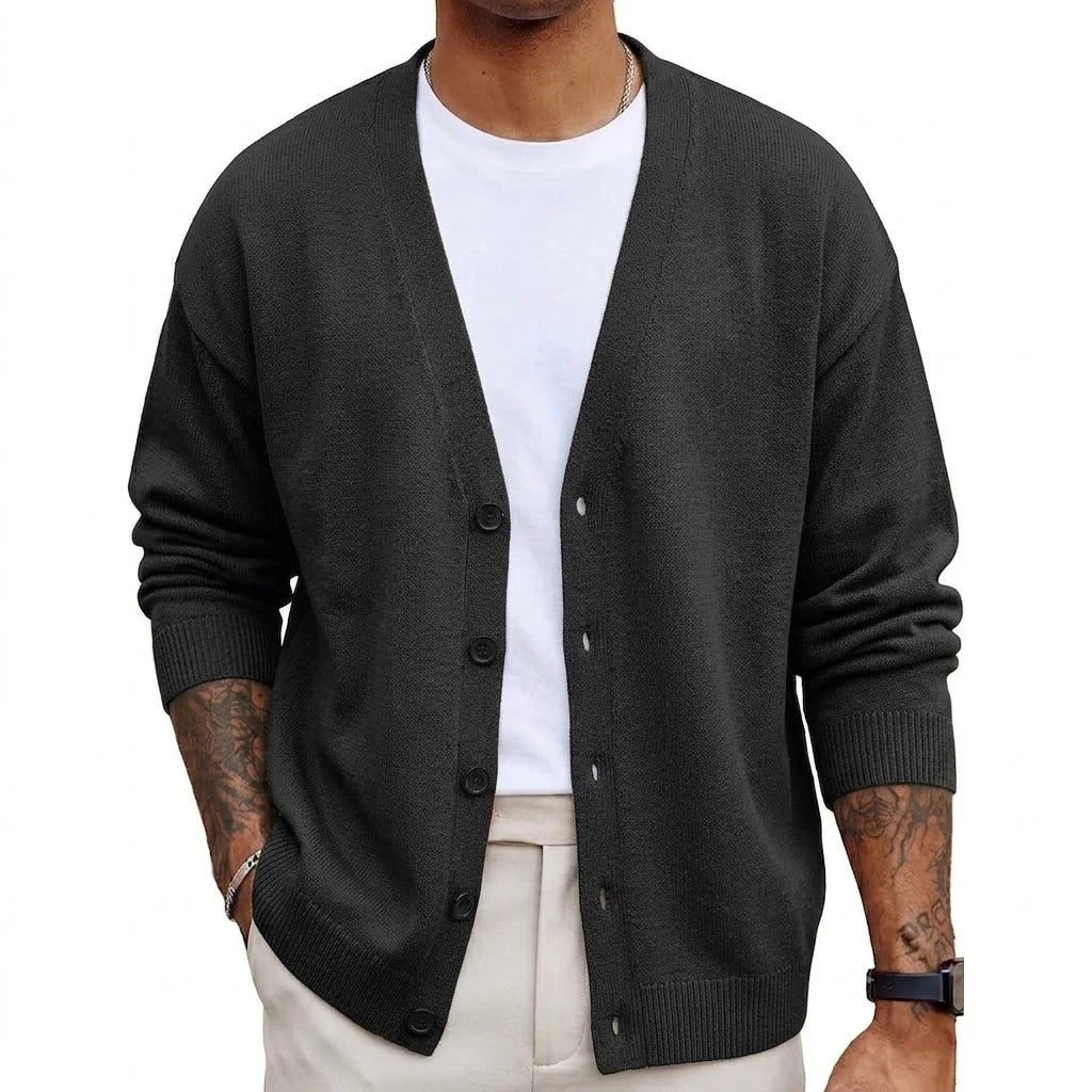 Autumn Men's Long Sleeve Knit Cardigan Sweater Solid Color Button Down Casual Warm Knitted Jacket for Winter Outwear Streetwear