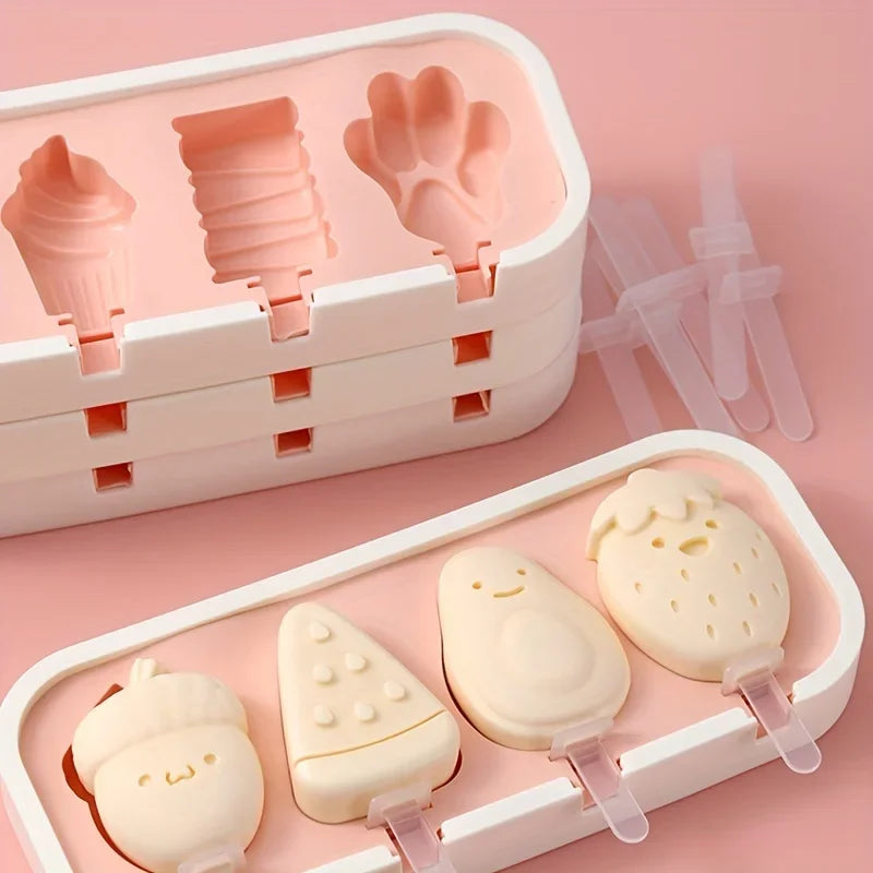 Cartoon Popsicle Mold, Ice Molds, Reusable Ice Cream Molds, Beach Accessories, Summer Kitchen Gadgets, Kitchen Stuff