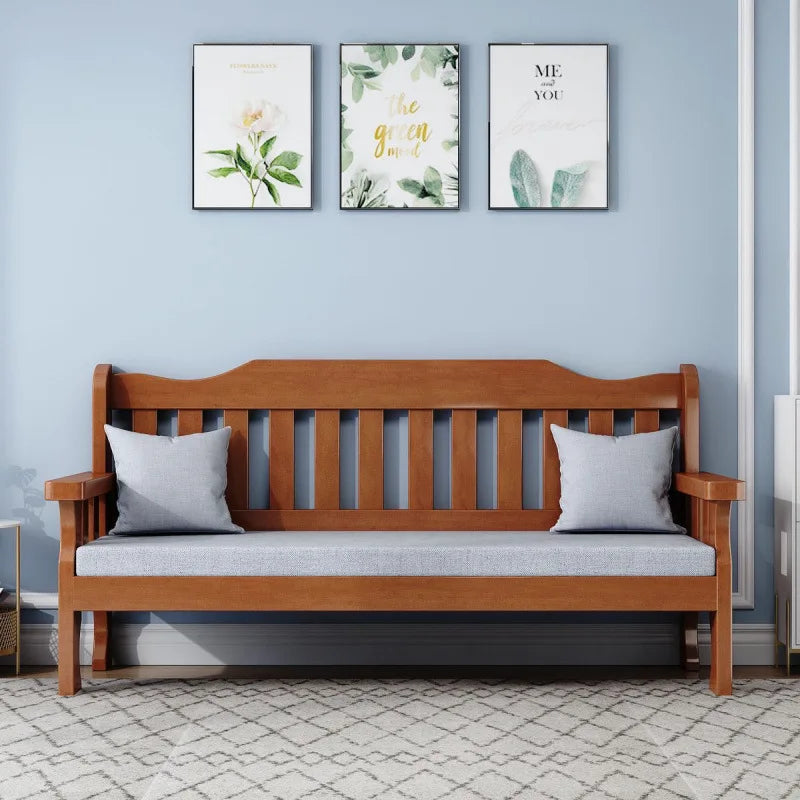 Solid wood bench combination sofa small apartment simple leisure living room retro balcony new Chinese style office wooden sofa