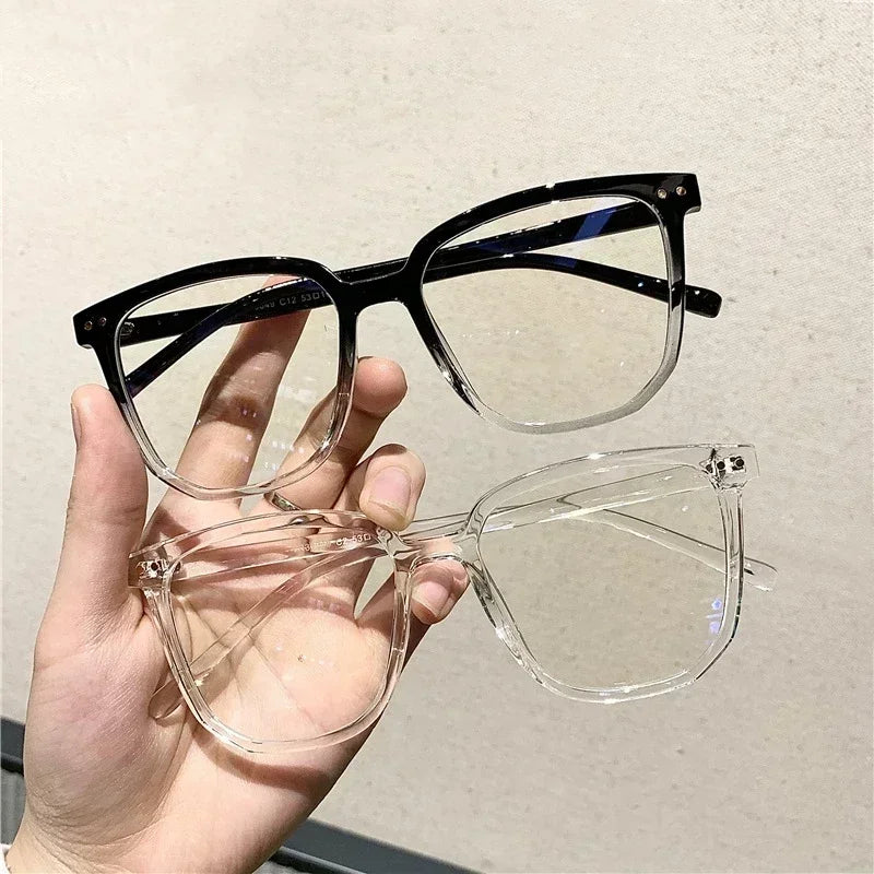 Anti Blue Light Presbyopia Eyeglasses Vintage Trend Oversized Square Hyperopia Eyewear Finished Prescription Reading Glasses