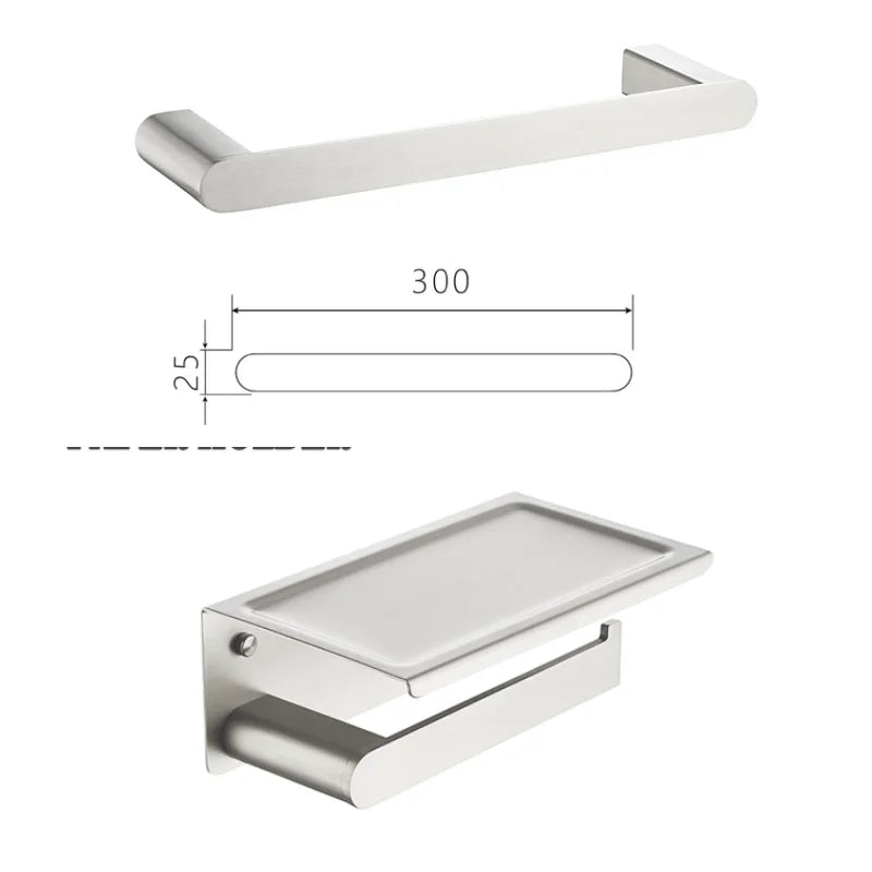 Bathroom Hardware Set Stainless Steel Bathroom Accessories Set Wall Mounted Towel Bar Towel Ring Toilet Paper Roll Holder Set
