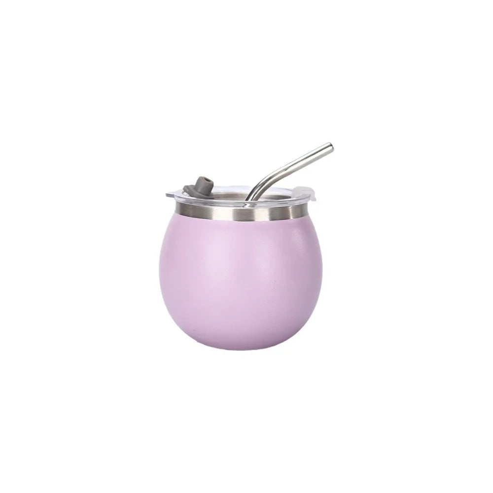 Mini Double Wall Argentine Yerba Mate Cup 5oz Stainless Steel Insulated Cups with Straw and Lid Tumbler Cup Outdoor