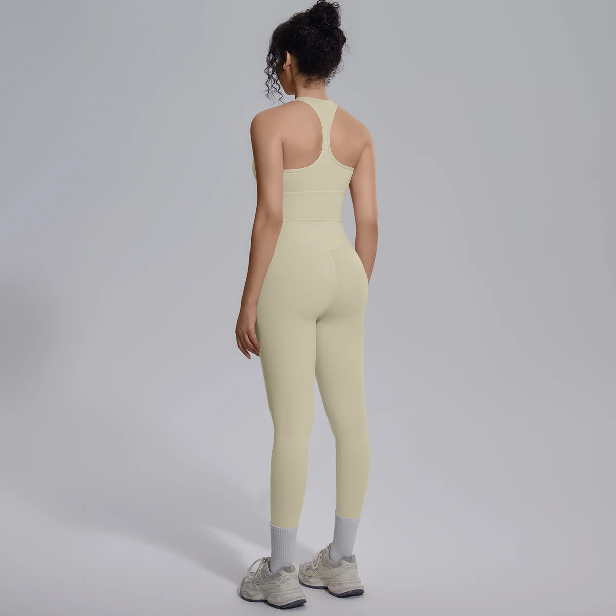 Rooftrellen New Women's Two-piece Set Fitness Sports Solid Color Yoga Set Summer Quick Drying Legging Pants Gather I-shaped Vest