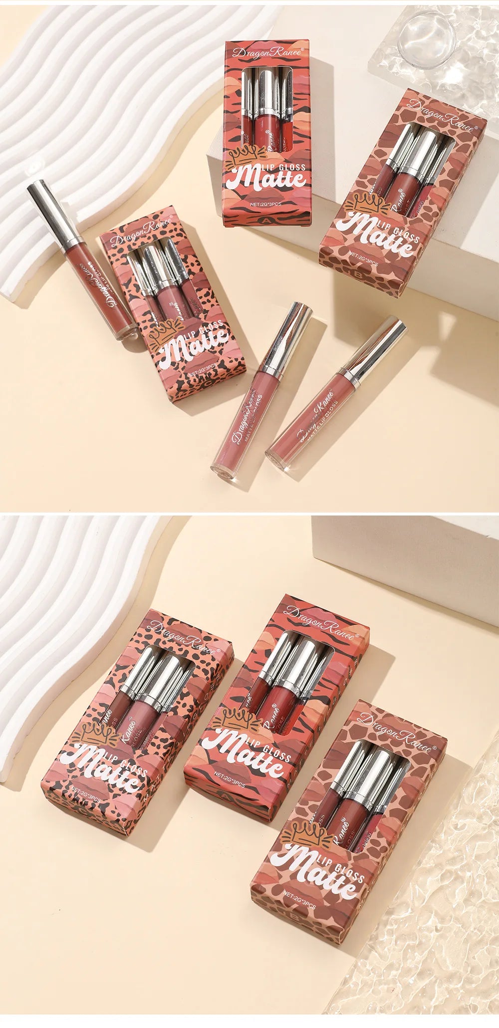 3-Pack Non-Stick Matte Lip Gloss Set Liquid Lipstick Gift Box Set of 3 Long-Lasting Comfortable Matte Finish Lip Colors