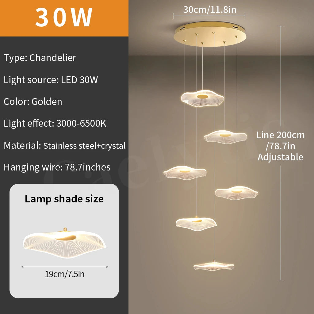 Modern LED Stair Chandeliers For Living Room Dining Room Pendant Lights Home Decoration Indoor Lamps  Hanging Lighting Fixtures