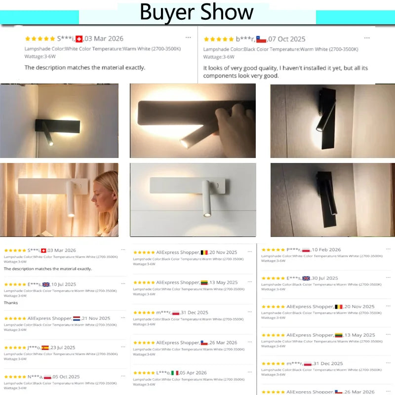 LED Wall Reading Lamp for Bedroom Hotel Minimalist Night Book Lamp Rotatable Bedside Sconce 3W Spotlight Home Lighting Fixture