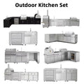 Outdoor Kitchen Set 304 Stainless Steel Grill Sink Fridge Commercial and Residential Multi Function