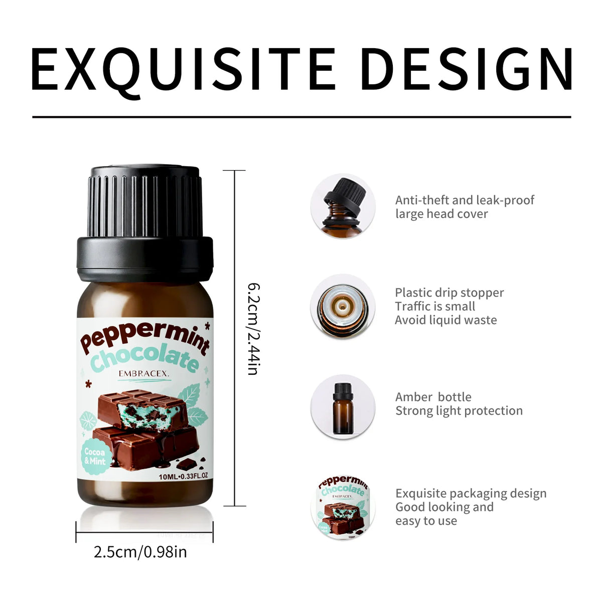 10ml Peppermint Chocolate Fragrance Oil Car Air Freshener Oil Diy Projects Candle Making Long Lasting Scent For Gifts