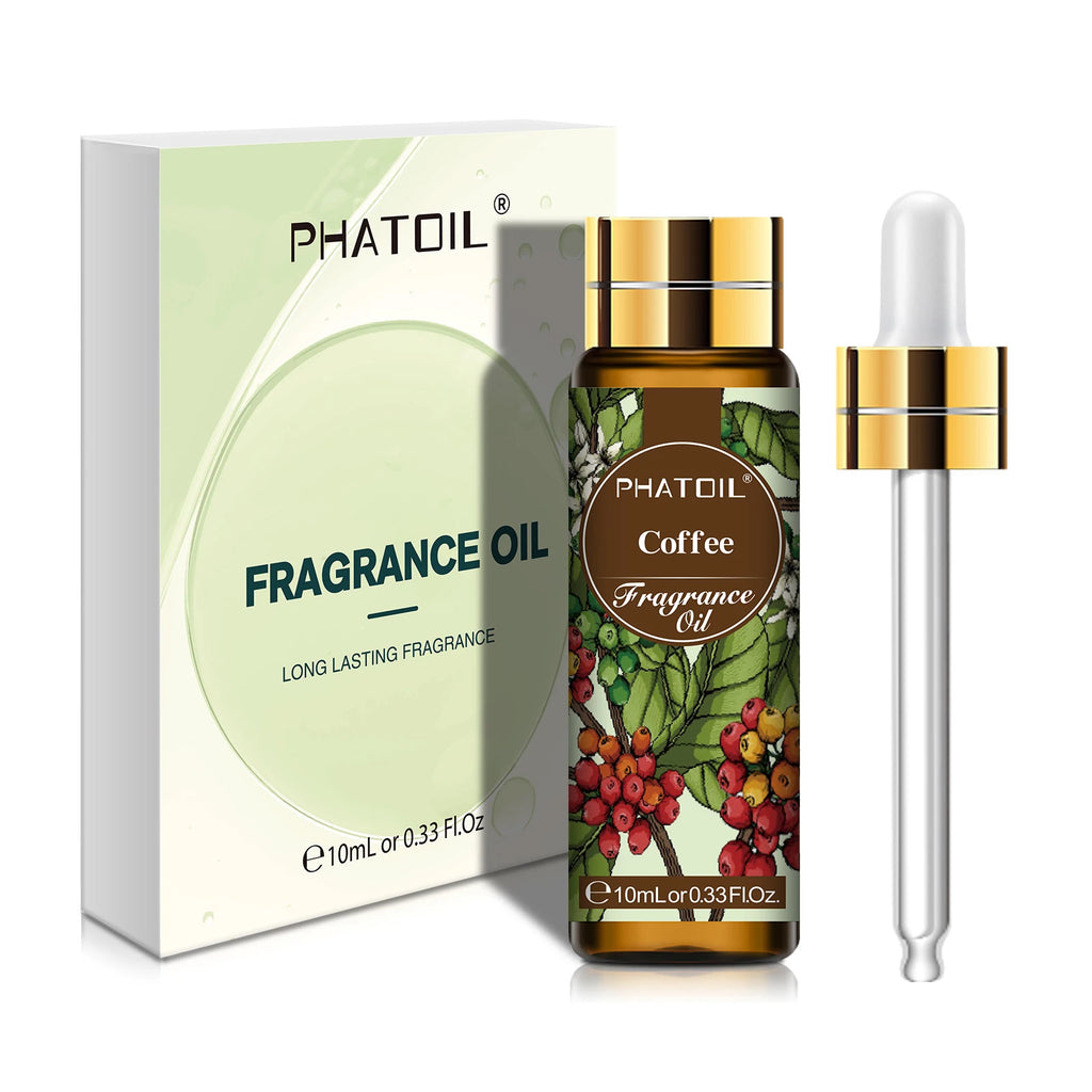 PHATOIL 10ml Fragrance Oil with Dropper White Musk Bubble Gum Sea Breeze Vanilla & Coconut  Coffee Aromatherapy Fragrance Oils