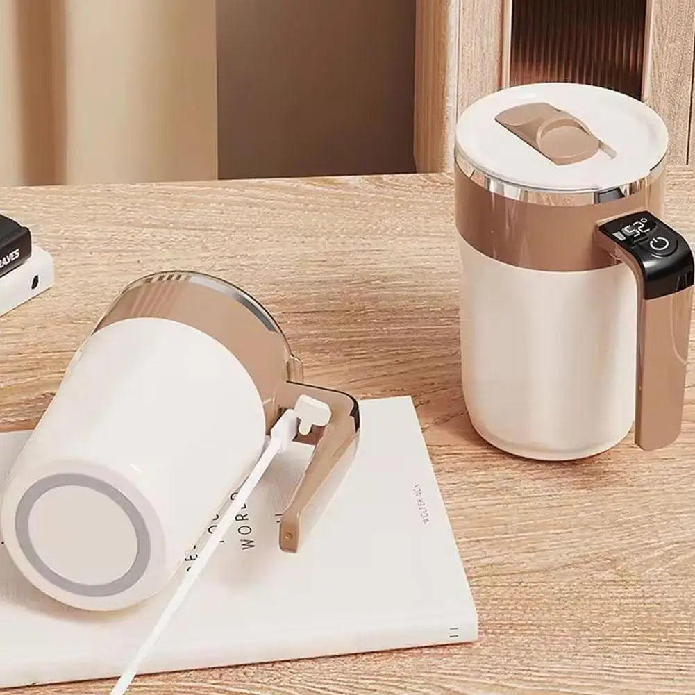 400ML Mixing Cup LED Temperature Display Coffee Cup 316 Stainless Steel Magnetic rotating stirring Milk Coffee Self Stirring Mug