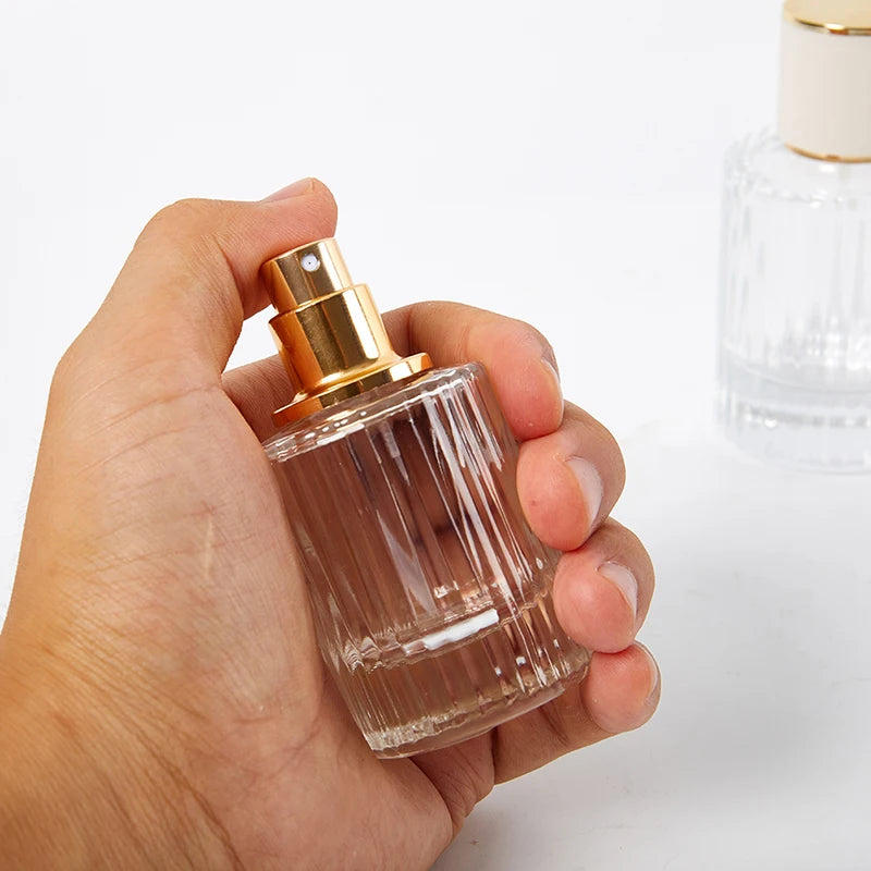 30ML 50ML Luxury Perfume Glass Spray Bottle Portable Clear Cosmetics Alcohol Atomizer High Capacity Empty Bottles Refillable
