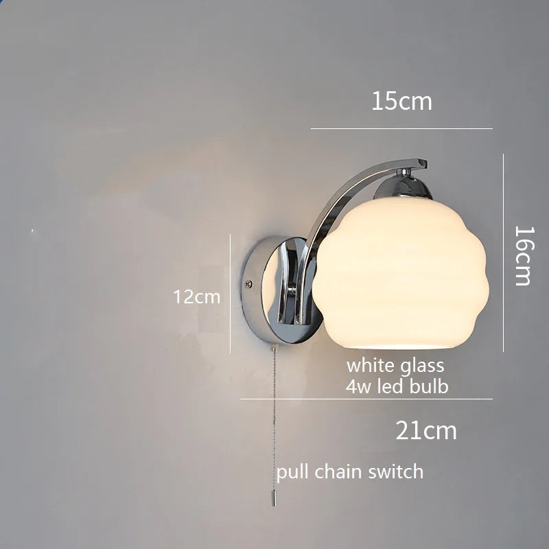IWHD Milky Glass Ball LED Wall Lamp Sconce Iron Wrount Bedroom Living Room Bathroom Mirror Light Nordic Modern Wandlamp Applique