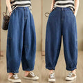 2026 New Women's Retro Literary Baggy Jeans Simple Versatile Wide-leg Washed Denim Trousers Casual Streetwear Ladies Harem Pants