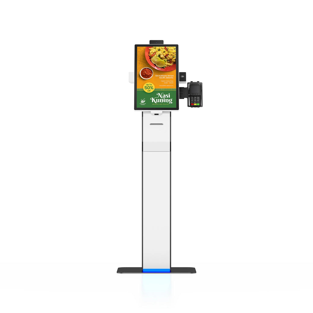 For Supermarket Restaurant 21.5 Inch Self Service Kiosk Touch Screen POS Terminal Vertical Ordering Machine with QR Code