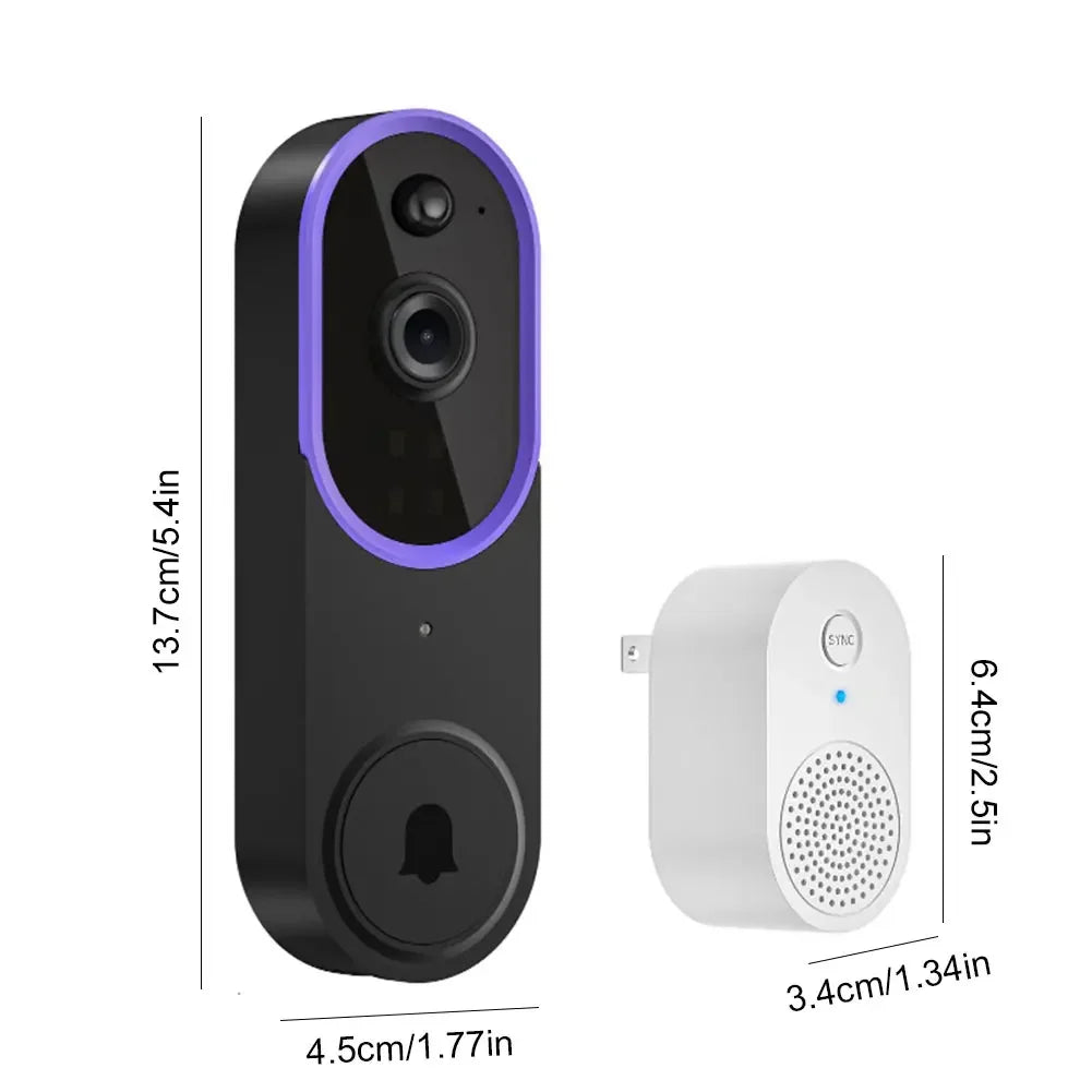 1080P Video Doorbell Camera 2-Ways Audio Wireless Doorbell WiFi Smart Door Bell Night Vision Intercom Doorbell Home Door Bells