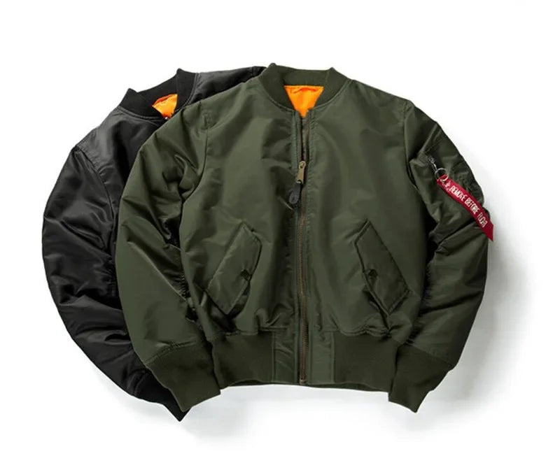 American Style Thickened Baseball Uniform Autumn Winter Army Green MA-1 Bomber Jacket Plus Size Stand Collar Work Jacket For Men