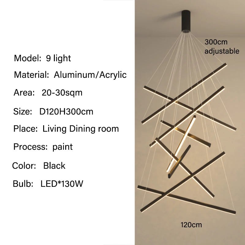 Modern LED Ceiling Chandelier Stair Living Room Pendant Lamp Kitchen Hall Hanging Light Indoor Home Decoration Lighting Fixture