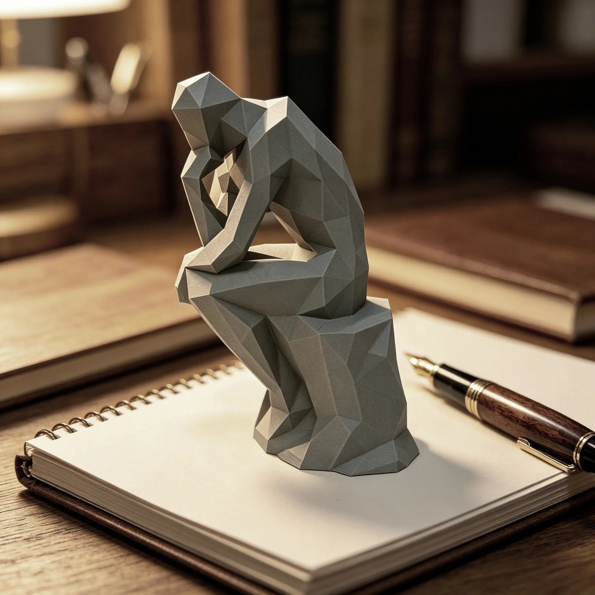 Modern Thinking Human Figurine, Geometric Plastic Sculpture for Desk, Home, Office, Living Room, Entryway, Minimalist Decor