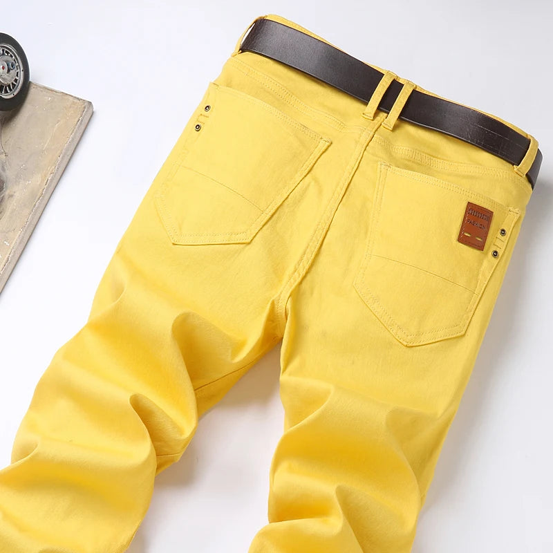 Men Autumn Spring Fashion Blue Red Casual Classic Style Straight Slim Fit Soft Trousers Male Brand Advanced Stretch Pants