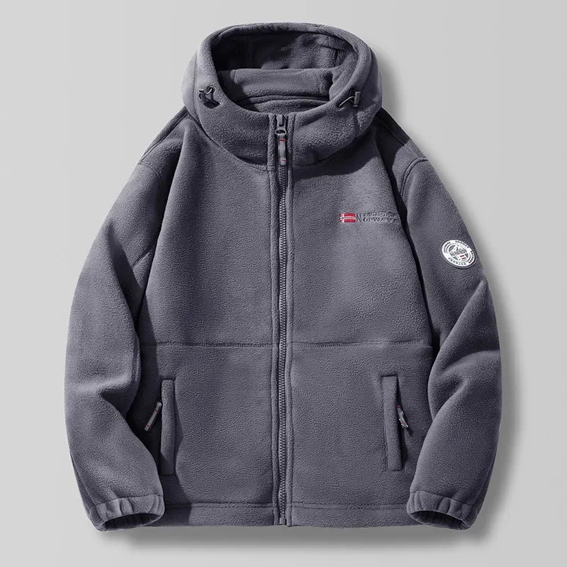New Winter Men Hooded Polar Fleece Jackets Warm Coats High Quality Men Outdoors Winter Coats Fashion Loose Down Jackets Size 3XL