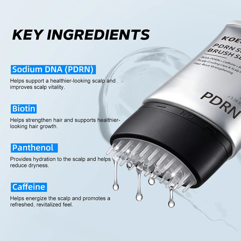 PDRN Rosemary Caffeine Massage Brush Hair Serum,Hair Nourishing Strengthening Essence,Improve Scalp Environment,Scalp Massager