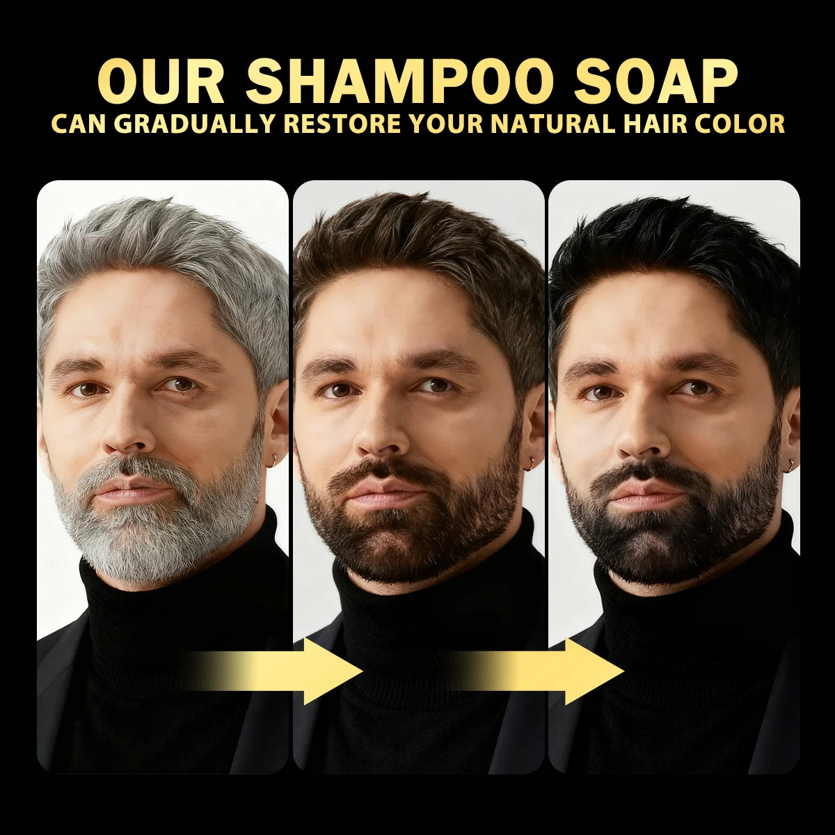 WOZUTUNT Natural Black Shampoo Soap Ganoderma Polygonum Multiflorum Nourishing Gradually Repairing Gray Hair Herbal Hair Bar Kit