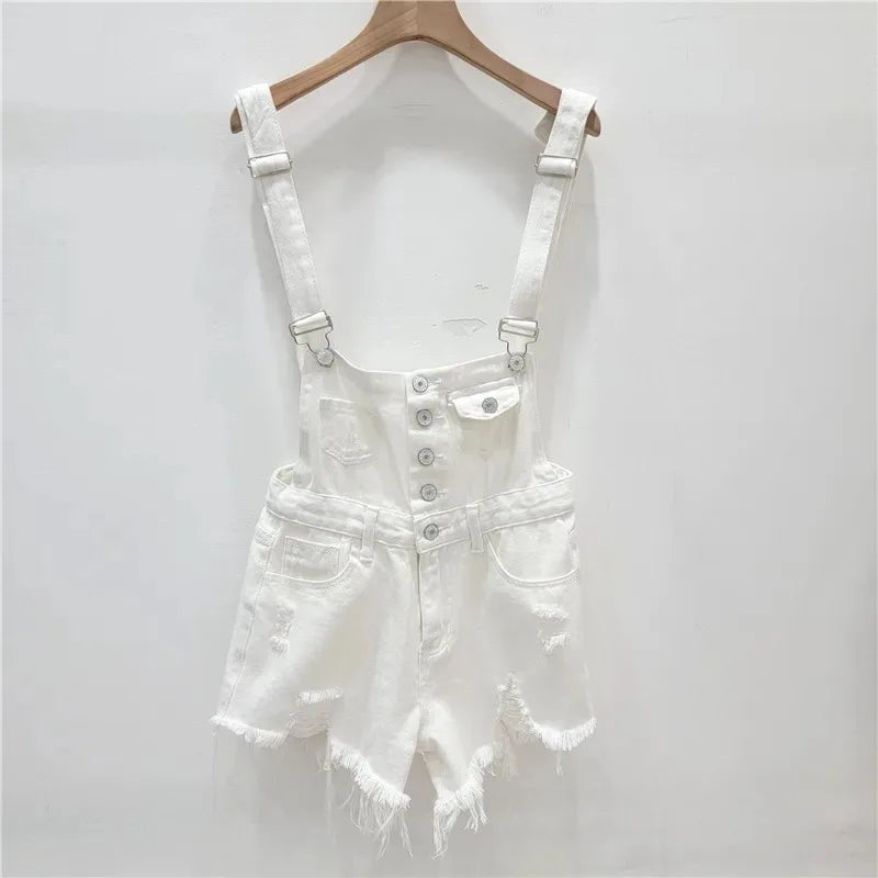 Denim Jumpsuits Short Overalls for Women Fashion Rompers Bodysuit Large Cotton Playsuits Roupas Female 2023 Pink Short Romper