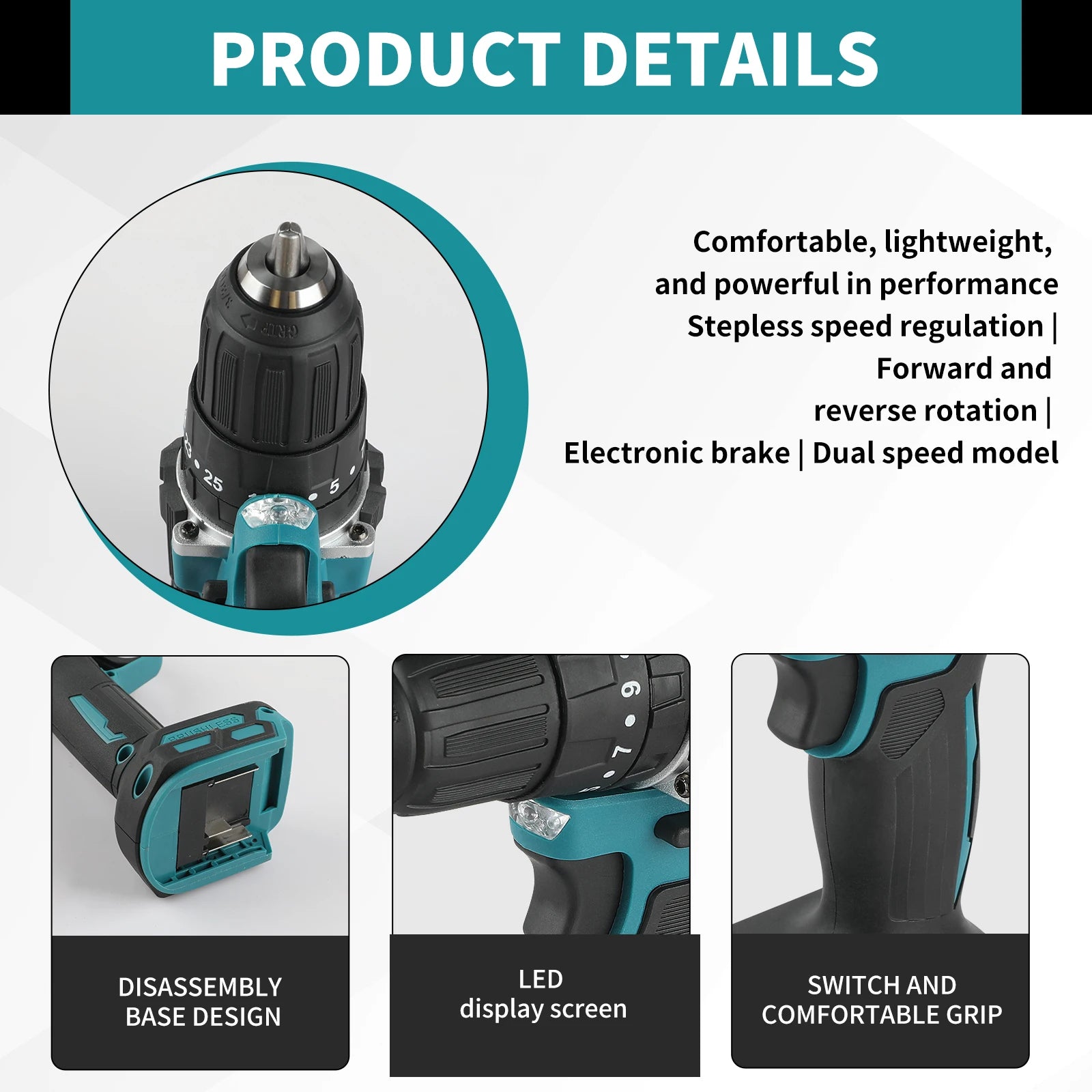 Makita DDF487 Brushless Cordless Drill 18V Battery 0-500/1700RPM Dual Speed for DIY and Professional Drilling tasks tools