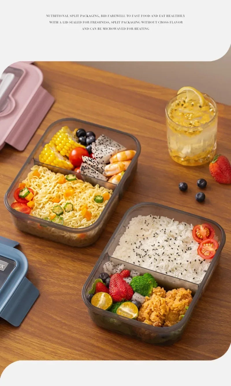 Food-grade Lunch Boxes Home Children's Compartments Bento Box Can Be Heated Microwave Oven Student Rectangle Plastic Lunch Boxes