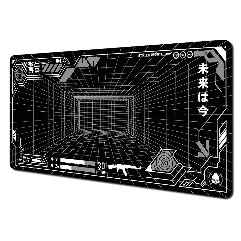 Black and Grey Abstract Art Pattern Design Mouse Pad Desk Mat with Stitched Edge Rubber Anti-Slip Gaming Mat Keyboard Mouse Pads