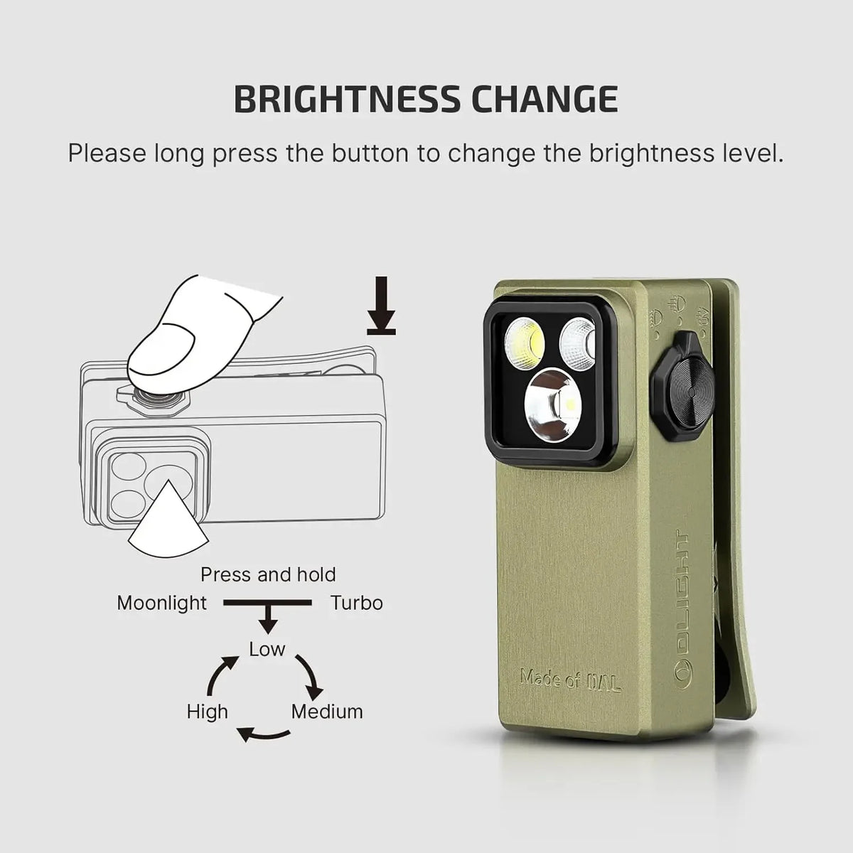 OLIGHT Oclip Ultra EDC Flashlight Clip-on Light, 530 Lumens Rechargeable with Type-C Charging