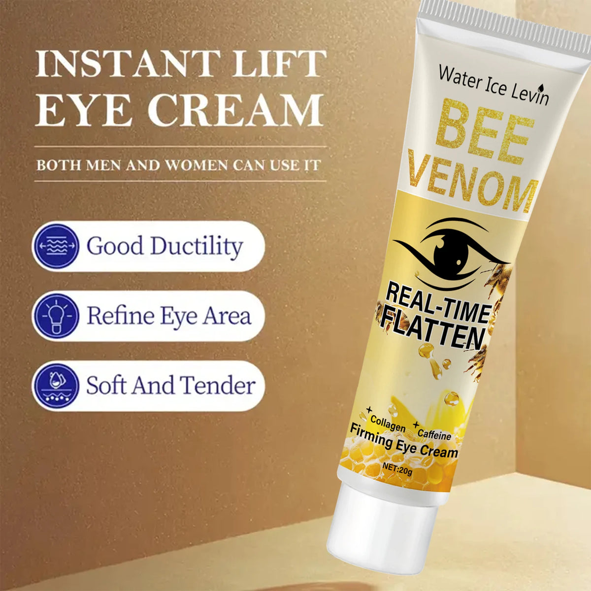 Water Ice Levin Multi-Active Eye Firm Cream Bee Venom Collagen Caffeine Blend Deep Hydrate Tighten Sagging Under Eye Skin 20g