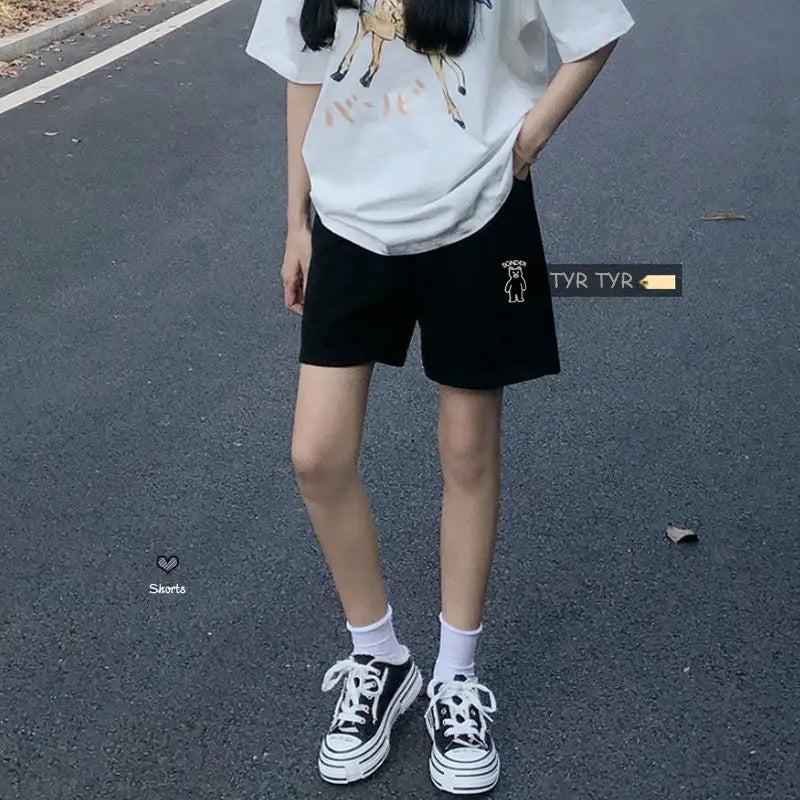 Drawstring Loose Soild Short Pant For Women Clothes Patchwork Fashion Ropa Mujer Streetwear Elasticity High Waist Casual Shorts