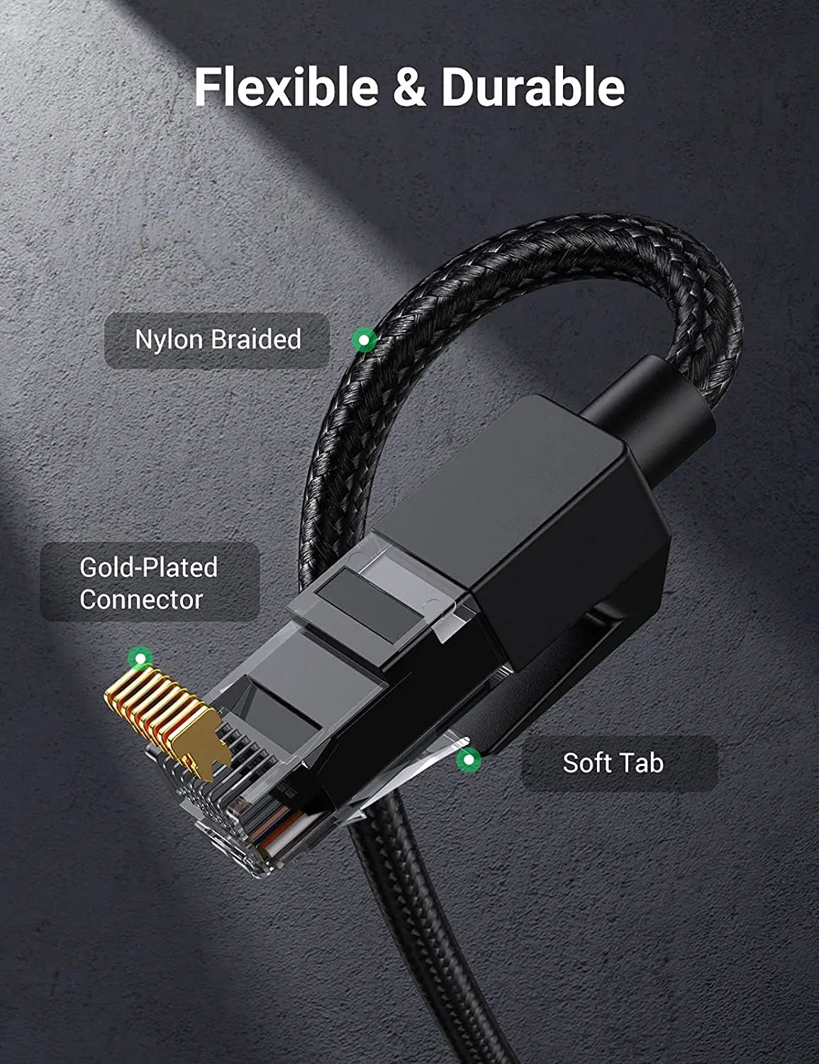 UGREEN Cat 6 Ethernet Cable Braided Cat6 Gigabit High Speed 1000Mbps Internet Cable RJ45 Shielded Network LAN Cable