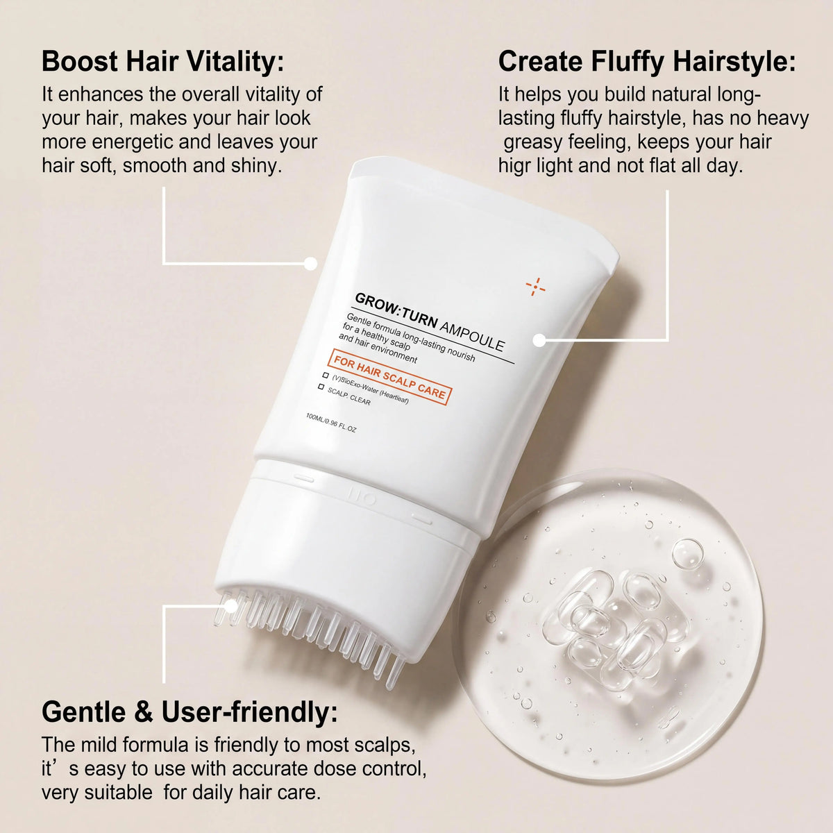 Volumizing Hair Serum Repair Damaged Hair Promotes Hair Growth Reduce Hair Loss Improve Scalp Environment Scalp Massage Ampoule