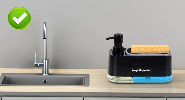 Kitchen Sink Organizer Set 3-in-1 Soap Dispenser with Dual Pump and Sponge Holder Space-Saving Cleaning Storage for Countertops