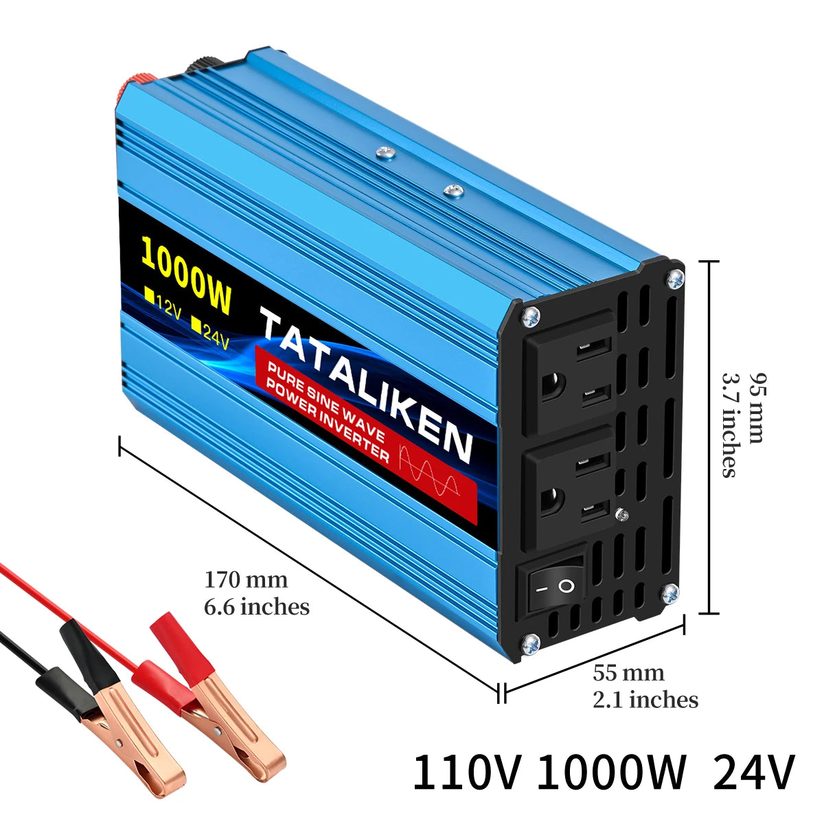 12V24V  To 110V AC Pure Sine Power Inverter 16000W 4000W  Power 60HZ  Converter Car Accessories Solar With LED And US Socket