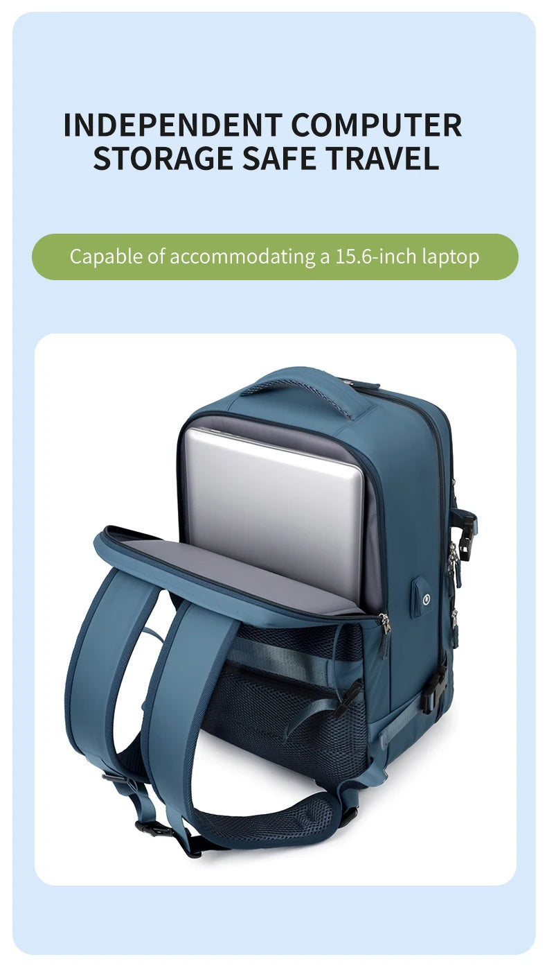 Large Travel Backpack for Women Men Cabin Bag Multifunctional Airplane Waterproof Backpack with USB Charging Anti-Theft Backpack
